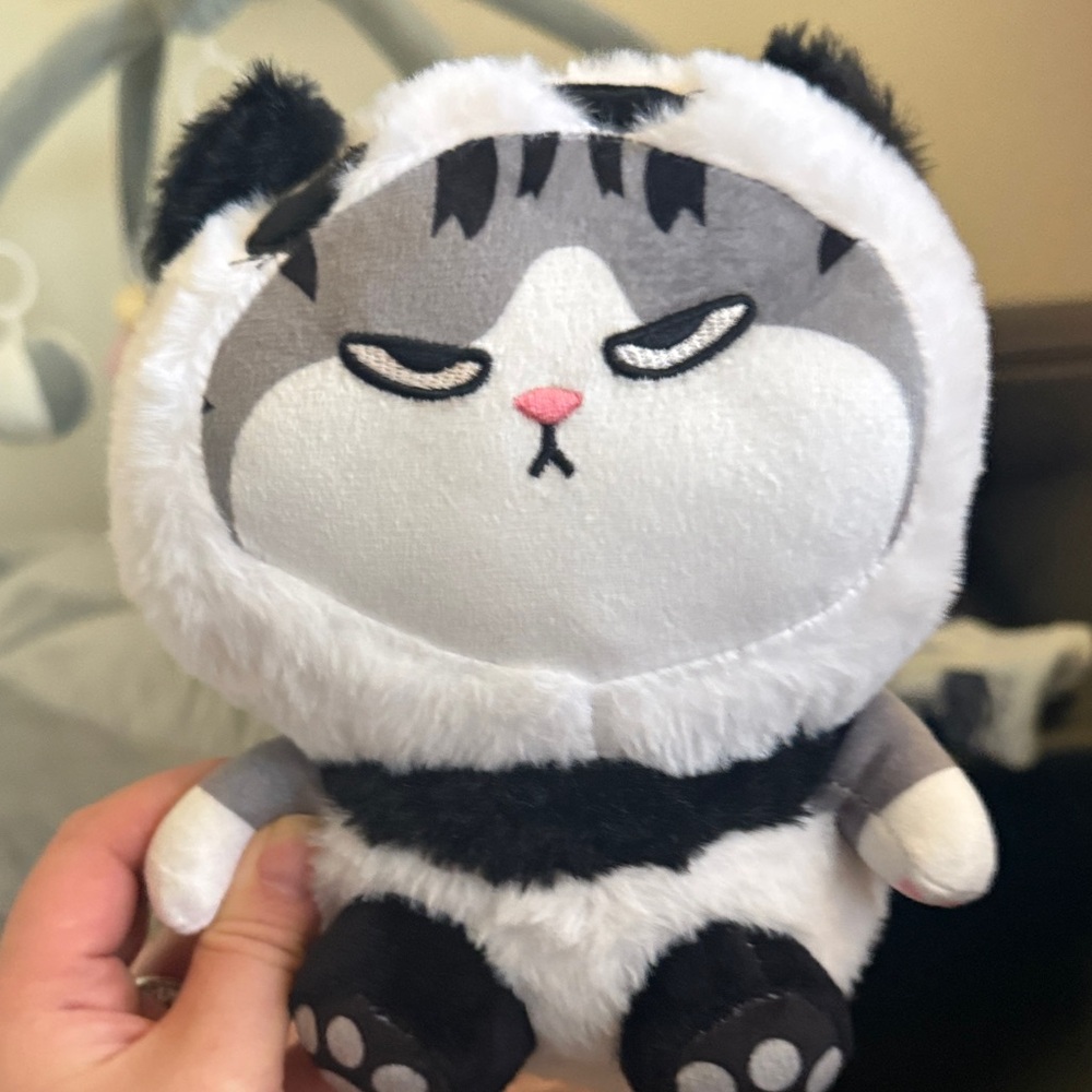 Cute Gray and White Cat Plush Toy